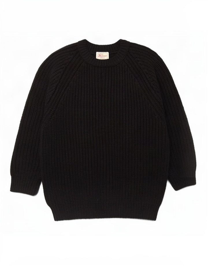 The Sweater Shop Jersey con Cuello Barco para Hombre Lana Nueva Negra Mediana