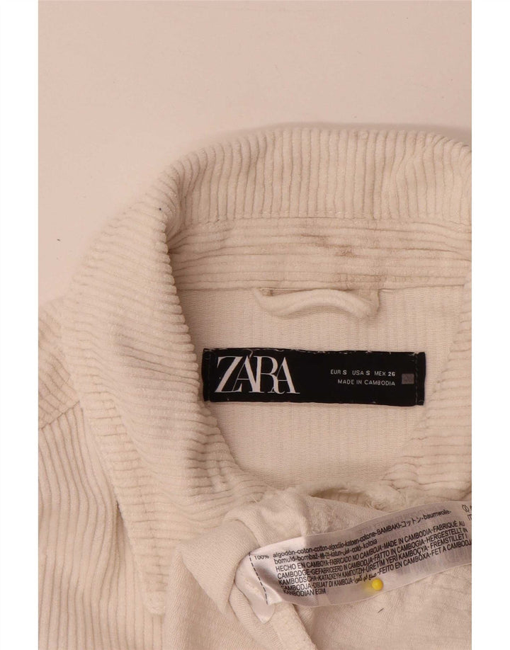 Zara Mujer Chaqueta De Pana Extragrande UK 10 Small Off White Cotton