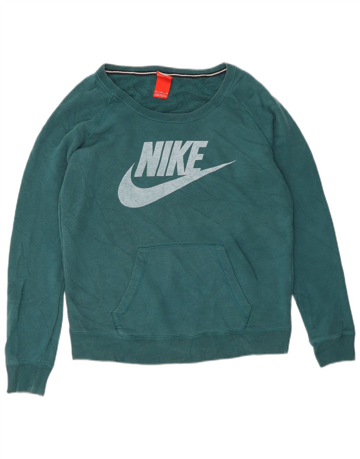 Nike - Sudadera gráfica para mujer, talla 40, algodón verde medio