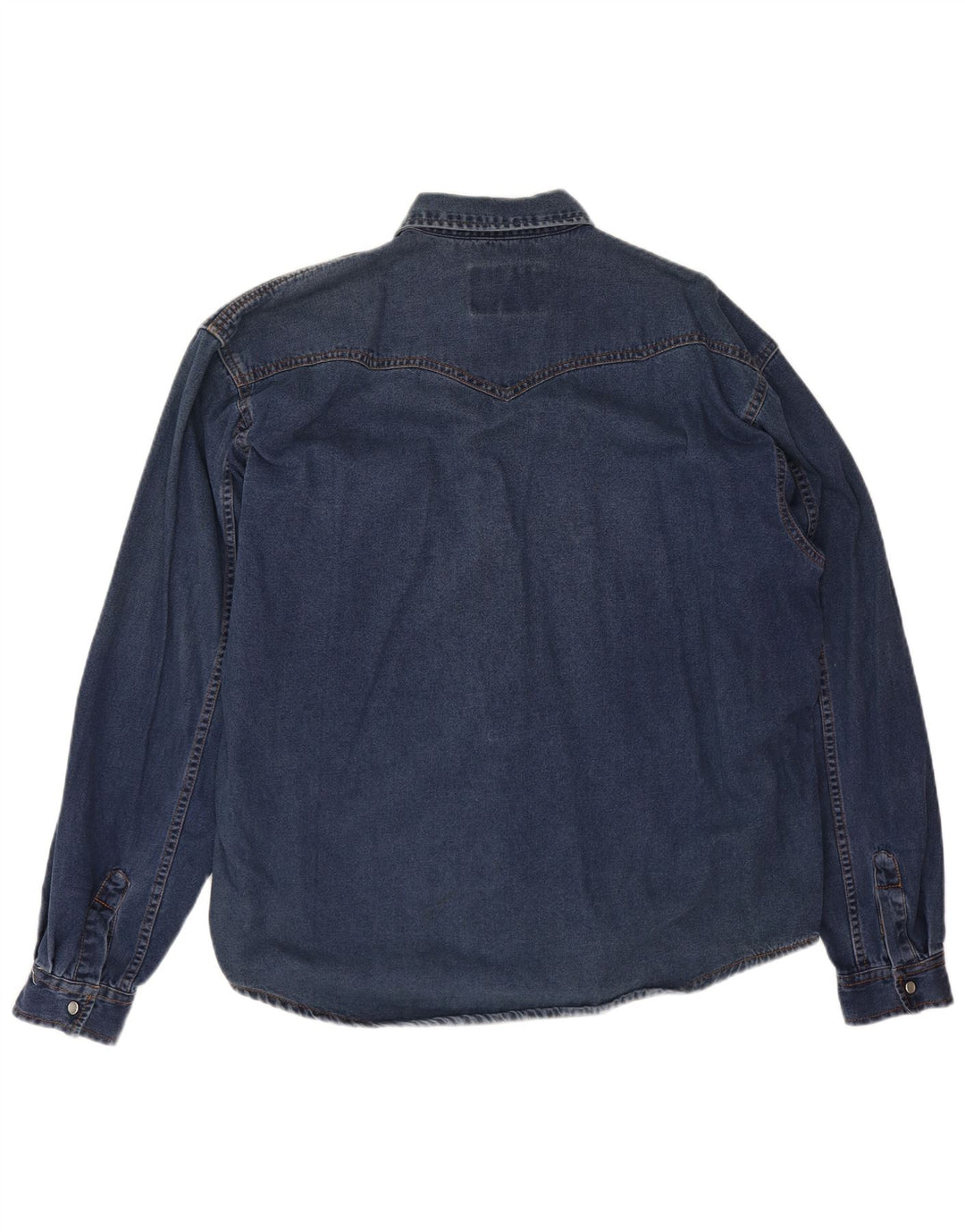 Camisa vaquera vintage holgada para hombre de algodón azul medio