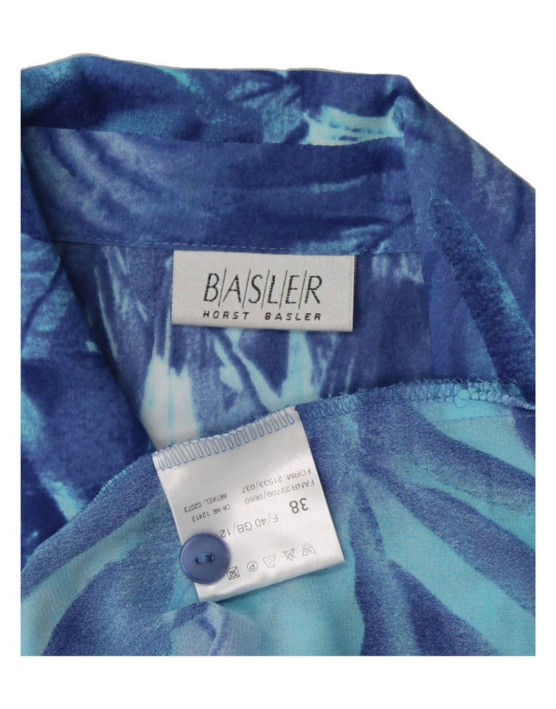BASLER Womens Abstract Pattern Short Sleeve Shirt Blouse UK 12 Medium Blue Vintage Basler and Second-Hand Basler from Messina Hembry 