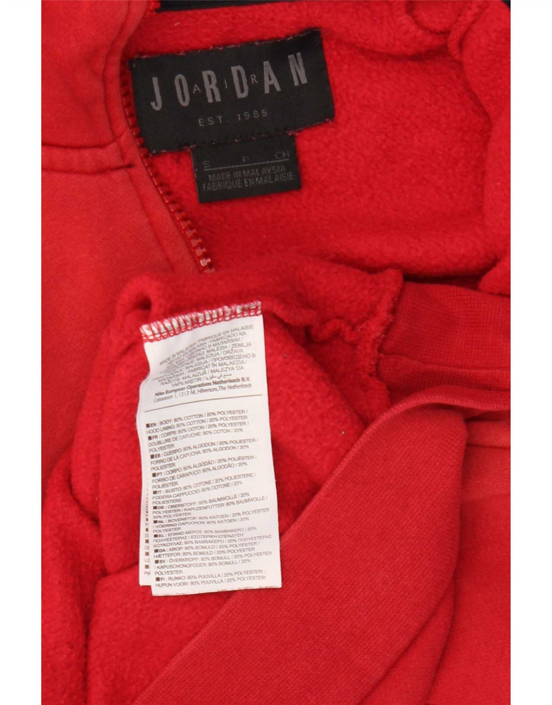 Jordan - Sudadera con capucha y cremallera para hombre, talla pequeña, algodón rojo
