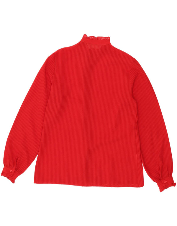 Vintage mujer camisa blusa Reino Unido 14 medio rojo rayas