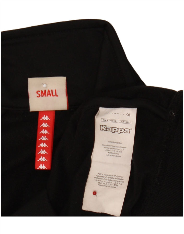 Kappa Mujer Gráfico Chándal Top Chaqueta UK 10 Small Negro Colorblock
