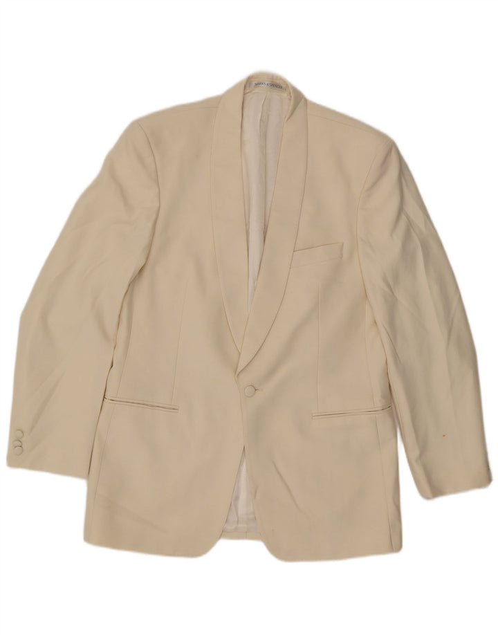 Marks & Spencer Chaqueta tipo blazer larga con 1 botón para hombre UK 40 Medium Off White