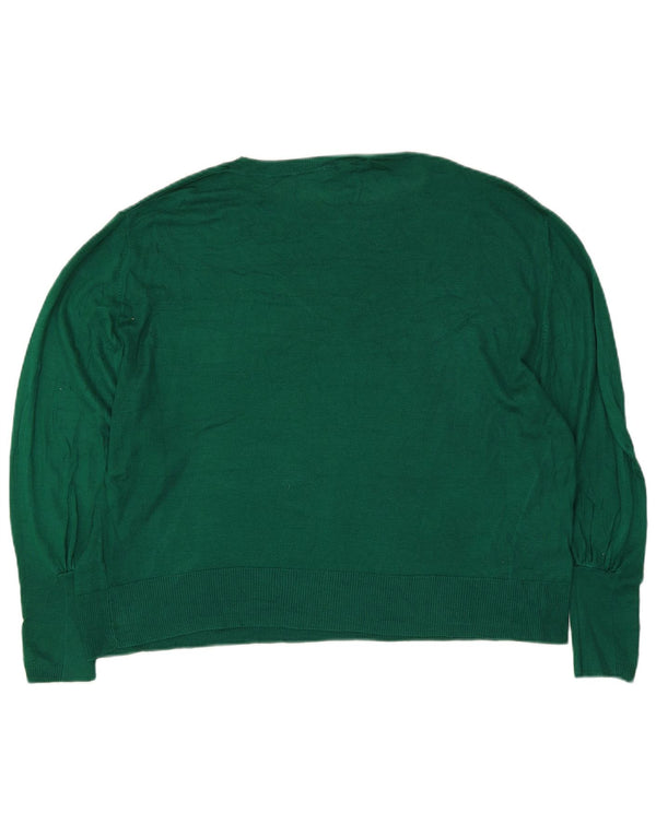 Zara Suéter tipo jersey de gran tamaño con cuello barco y manga 3/4 para mujer UK 10 Small Green