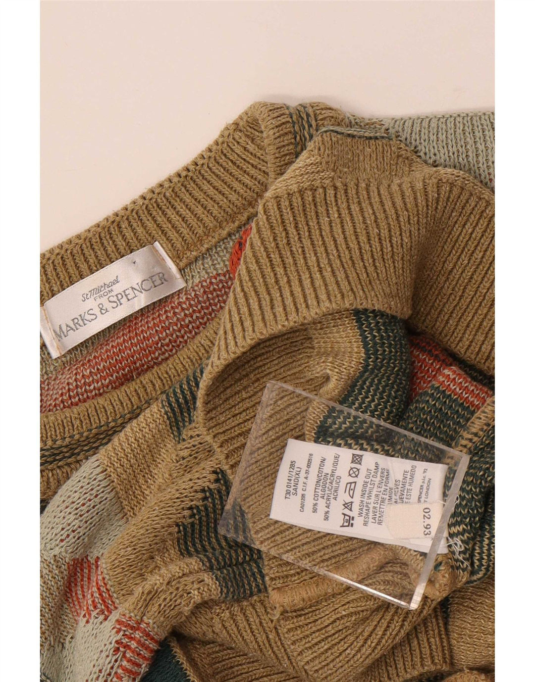 Marks & Spencer Jersey con Cuello Redondo para Hombre XL Multicolor Geométrico