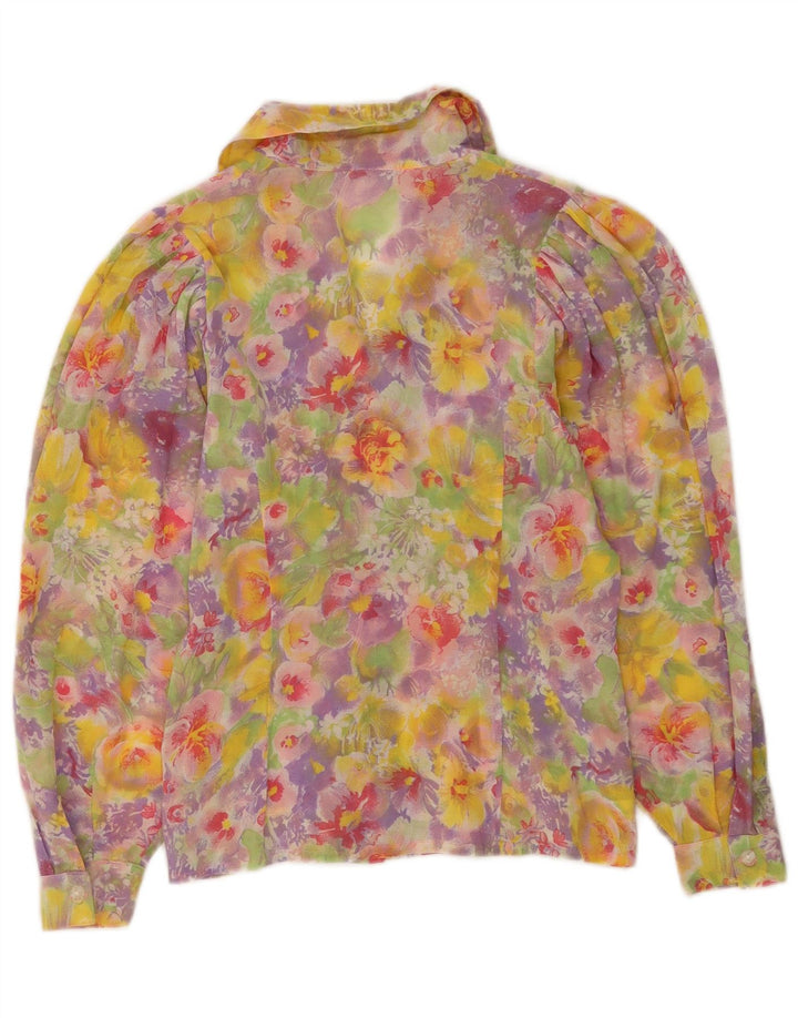 Vintage mujer camisa blusa Reino Unido 14 medio multicolor floral