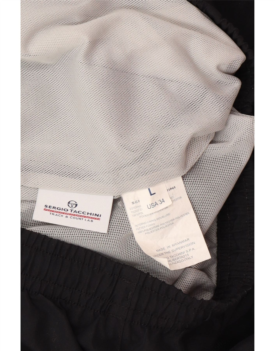 SERGIO TACCHINI Pantalón de chándal para hombre Large W34 L31 Poliéster negro