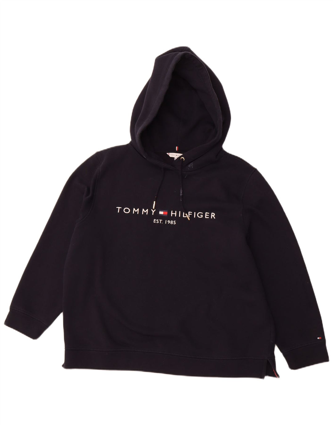 TOMMY HILFIGER Jersey con capucha gráfico para mujer UK 22 3XL Algodón azul marino