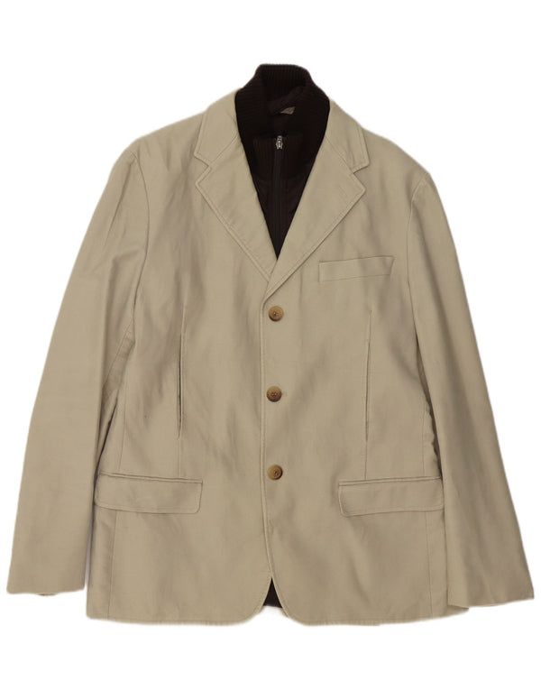 Vintage hombres acolchado 3 botones Blazer chaqueta IT 52 XL algodón beige