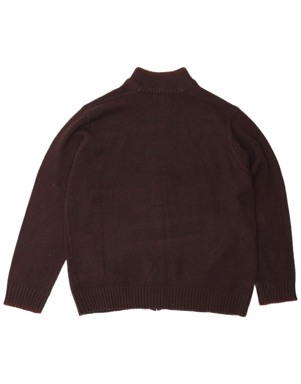 Marks & Spencer Suéter tipo cárdigan de ajuste regular para hombre 2XL Poliacrílico burdeos