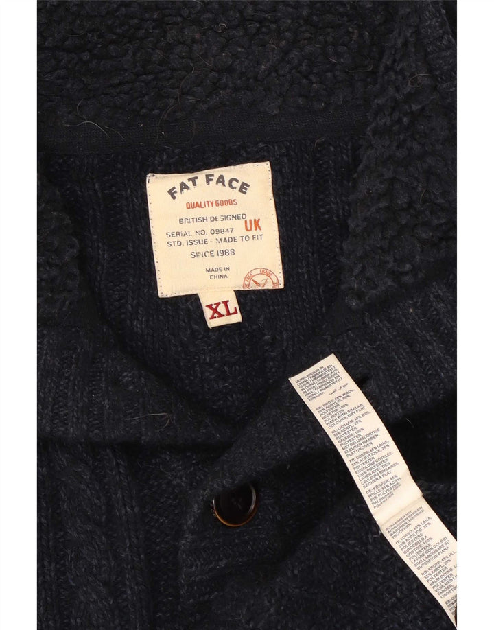 Jersey para hombre Fat Face con cuello abotonado XL Lana azul marino