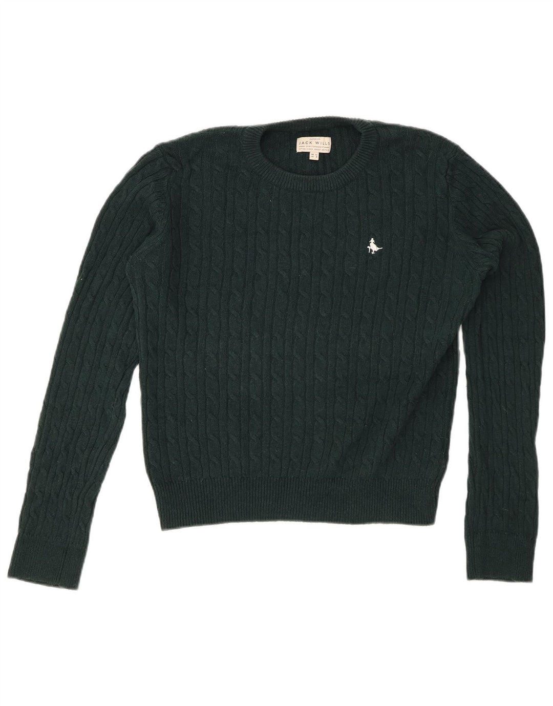 JACK WILLS Suéter corto con cuello redondo para mujer UK 12 Lana verde medio