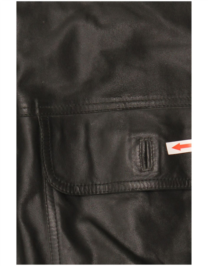 Chaqueta de cuero vintage para hombre IT 48 Medio Negro