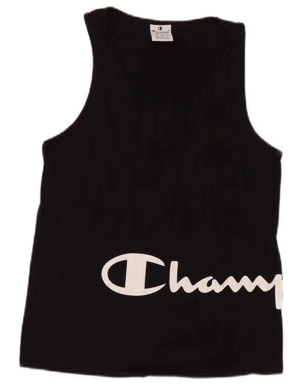 Champion Camiseta sin mangas gráfica para mujer UK 12 Medium Black