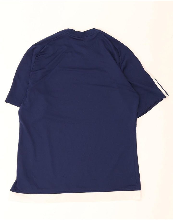 Adidas Hombre Climalite Camiseta Top Medio Azul Marino Colorblock Poliéster