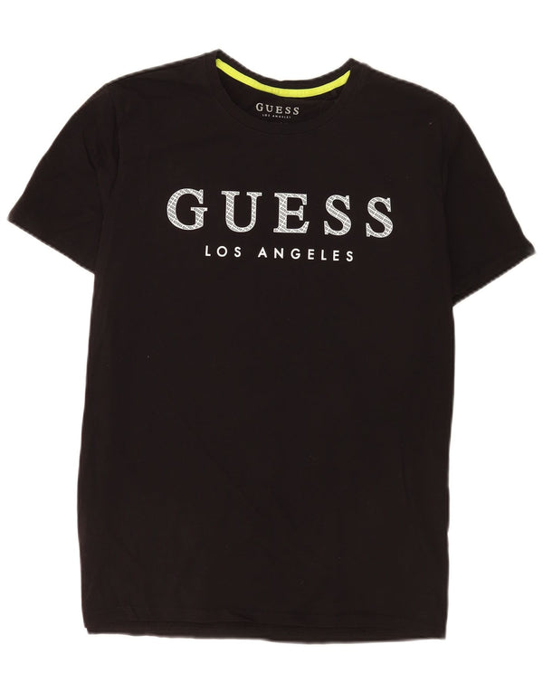 Guess Camiseta gráfica ajustada para hombre UK 40 Medium Black Cotton
