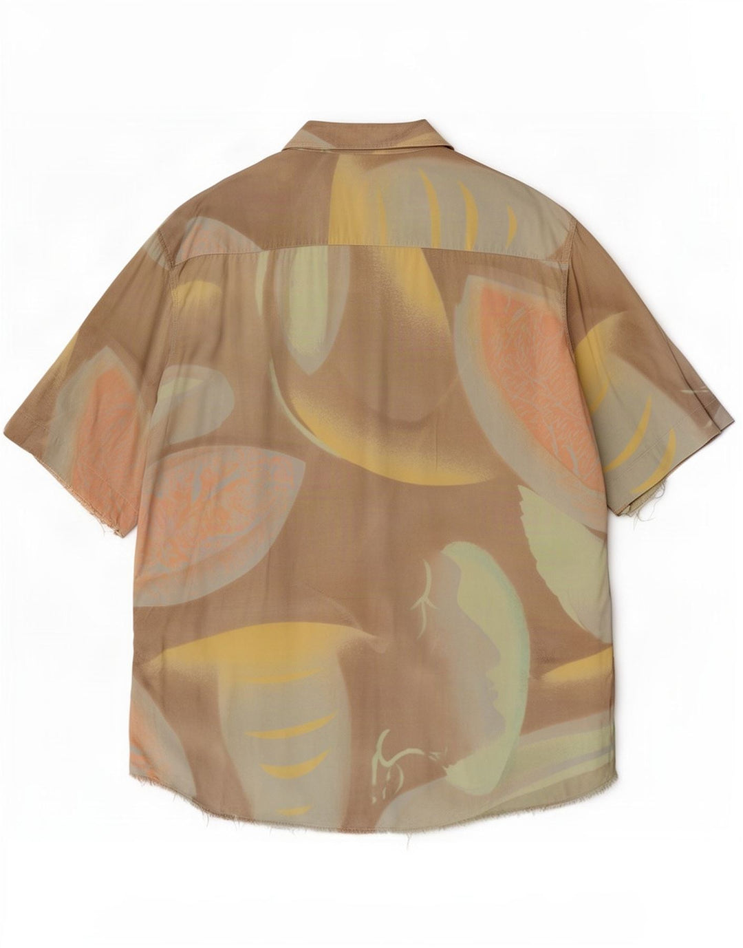 Vintage hombres patrón abstracto camisa de manga corta XL marrón