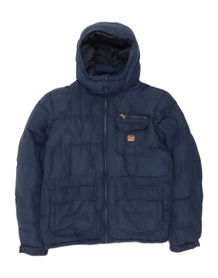 Lee Chaqueta acolchada con capucha para hombre UK 44 XL Poliéster azul marino