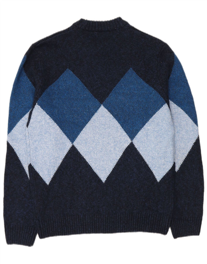 C & A - Jersey de cuello redondo para hombre, talla pequeña, azul marino, rombos/diamante