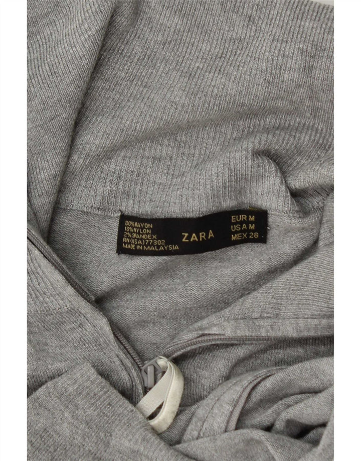 Zara Mujer Cárdigan Suéter UK 12 Rayón Gris Medio
