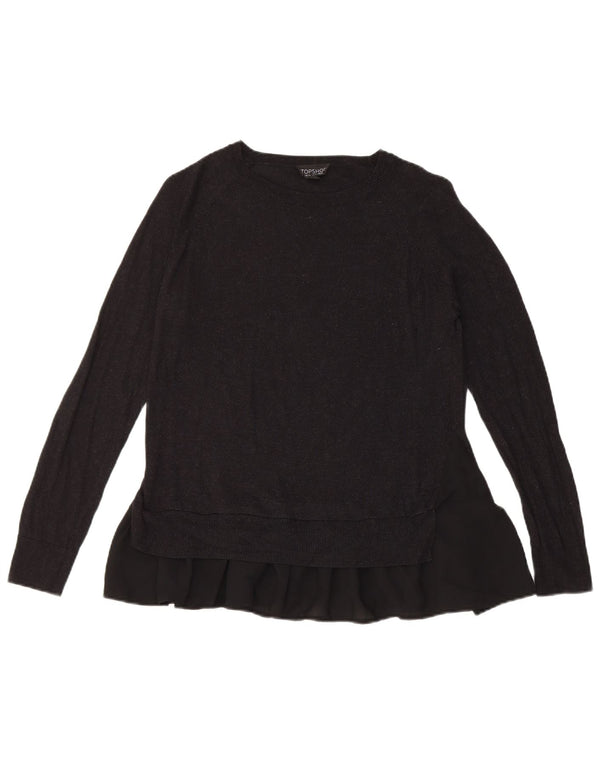 Topshop Jersey con cuello barco para mujer UK 6 XS Poliéster negro