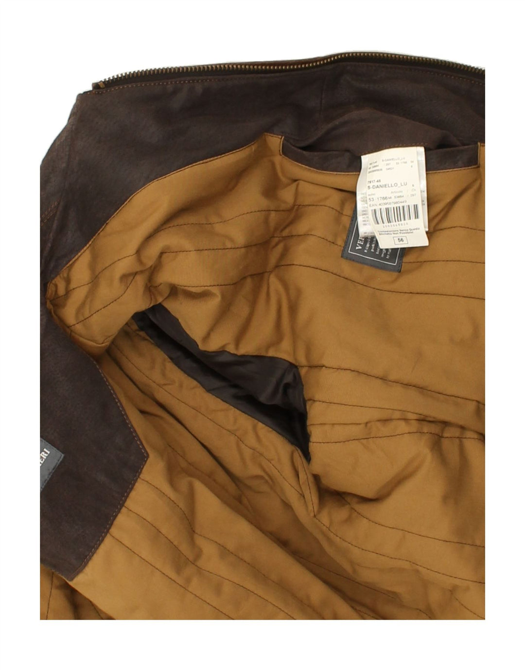 LUCA D'ALTIERI Chaqueta de cuero para hombre UK 56 3XL Cuero marrón