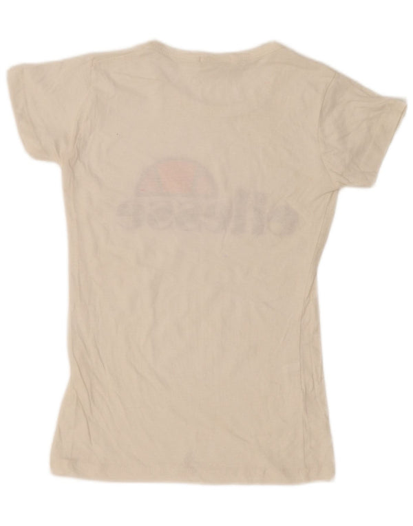 Ellesse Camiseta gráfica para mujer Top UK 12 Medium Off White