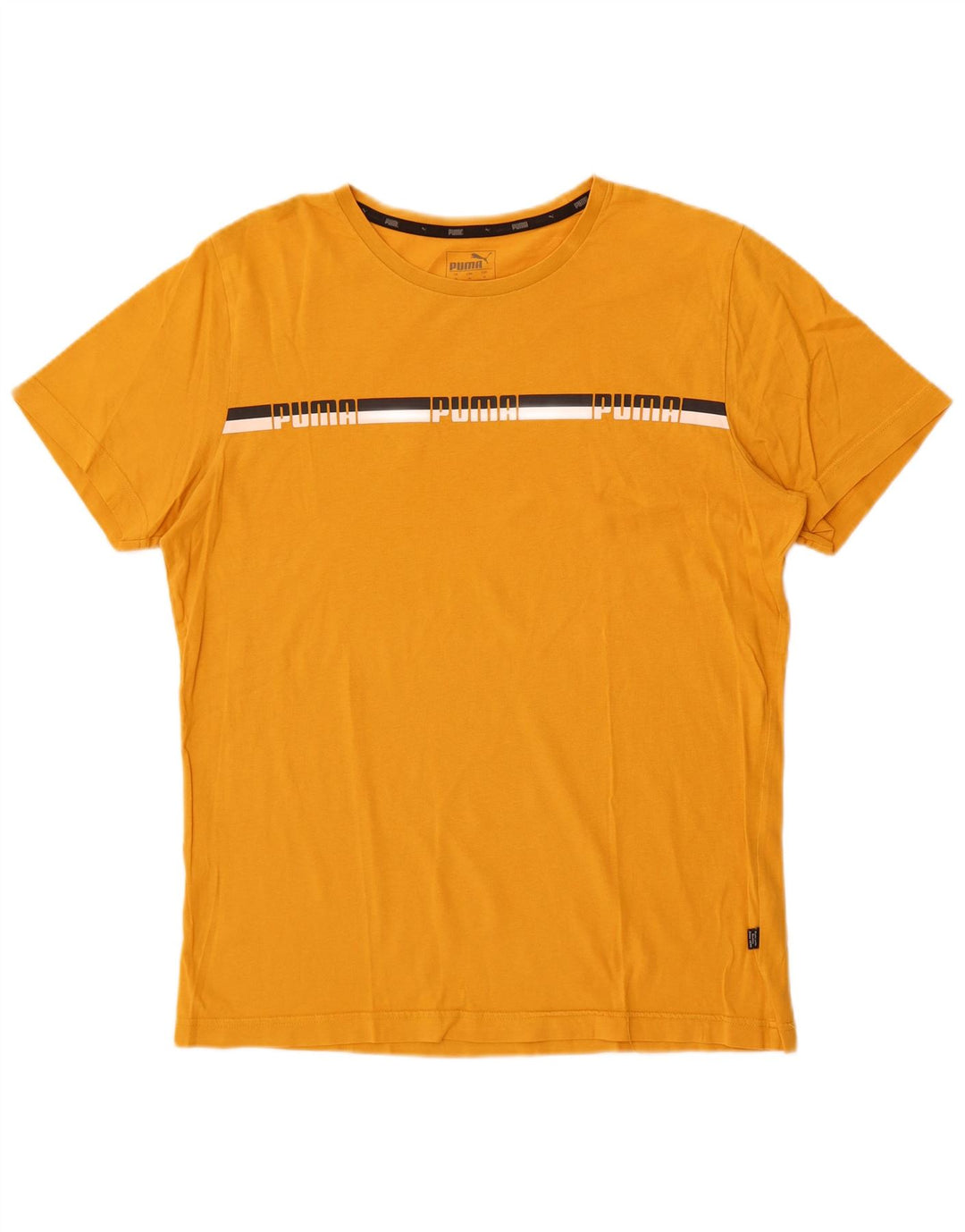 Puma Hombre Camiseta Gráfica Top Algodón Amarillo Medio