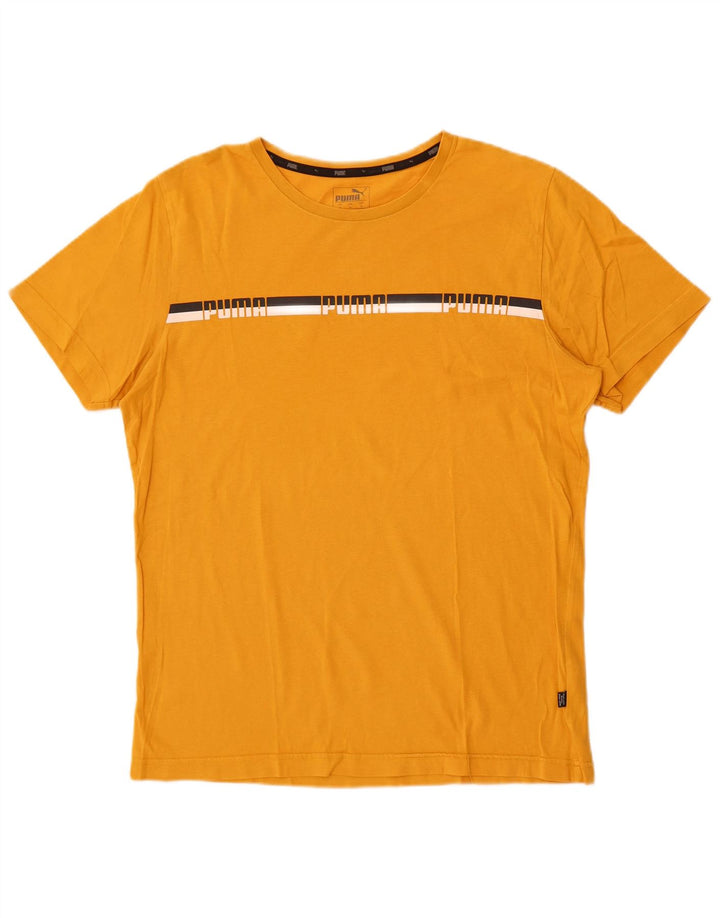 Puma Hombre Camiseta Gráfica Top Algodón Amarillo Medio