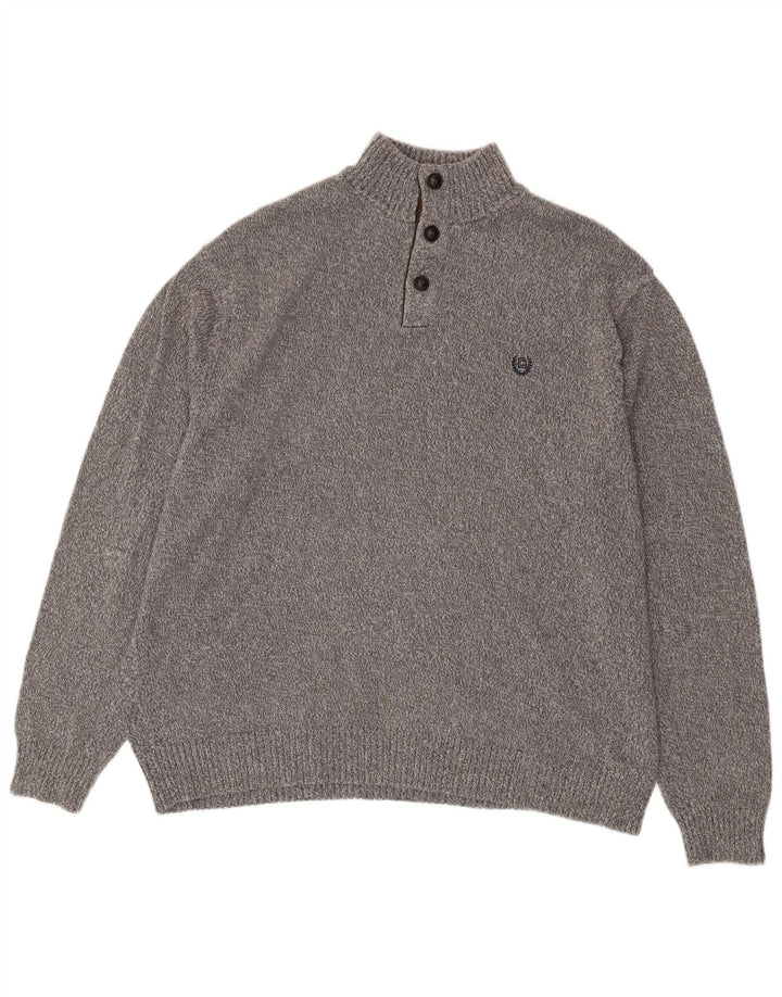 CHAPS Suéter tipo jersey con cuello y botones para hombre 2XL Algodón gris