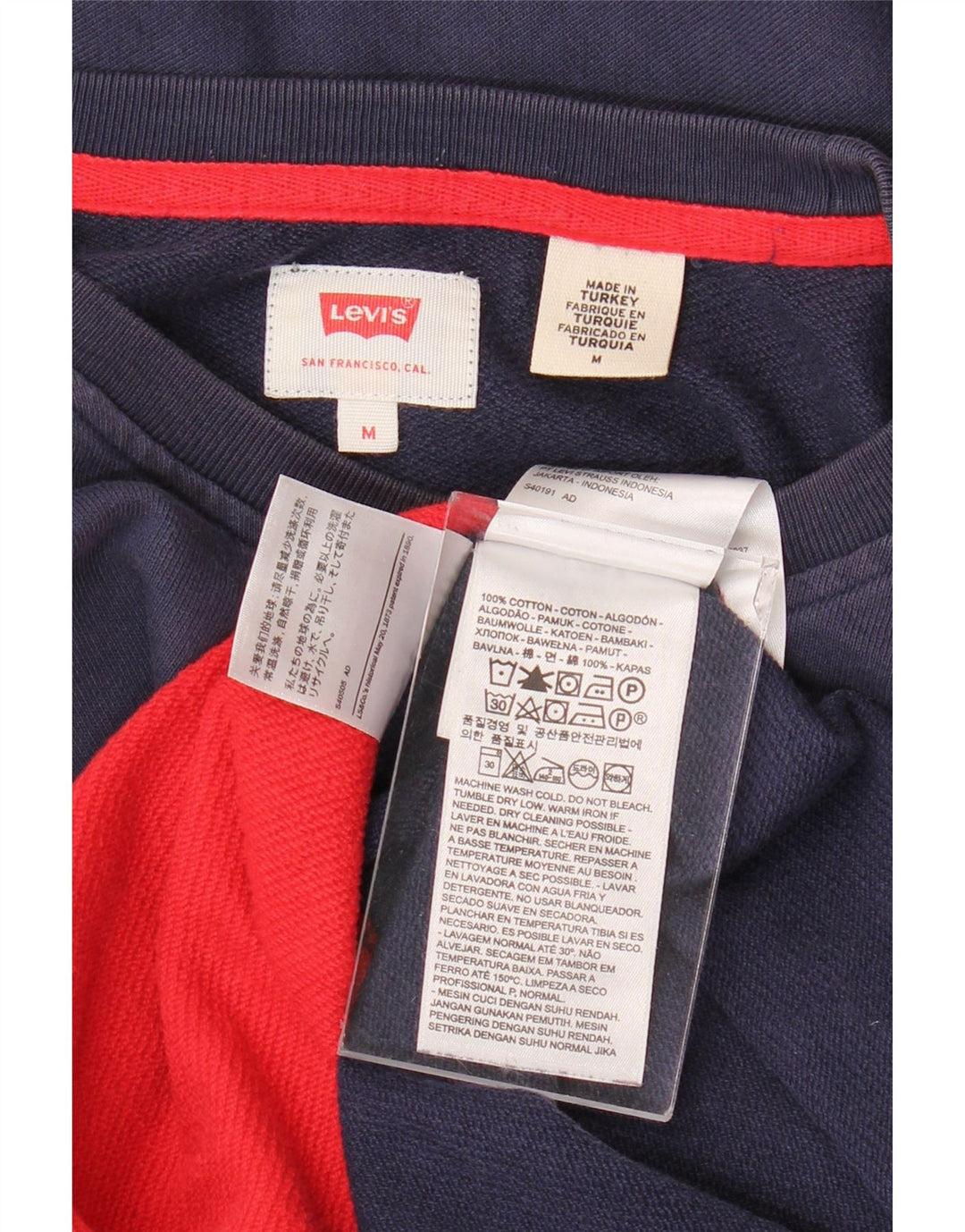 LEVI'S Hombre Sudadera Gráfica Jumper Medium Rojo Colorblock Algodón