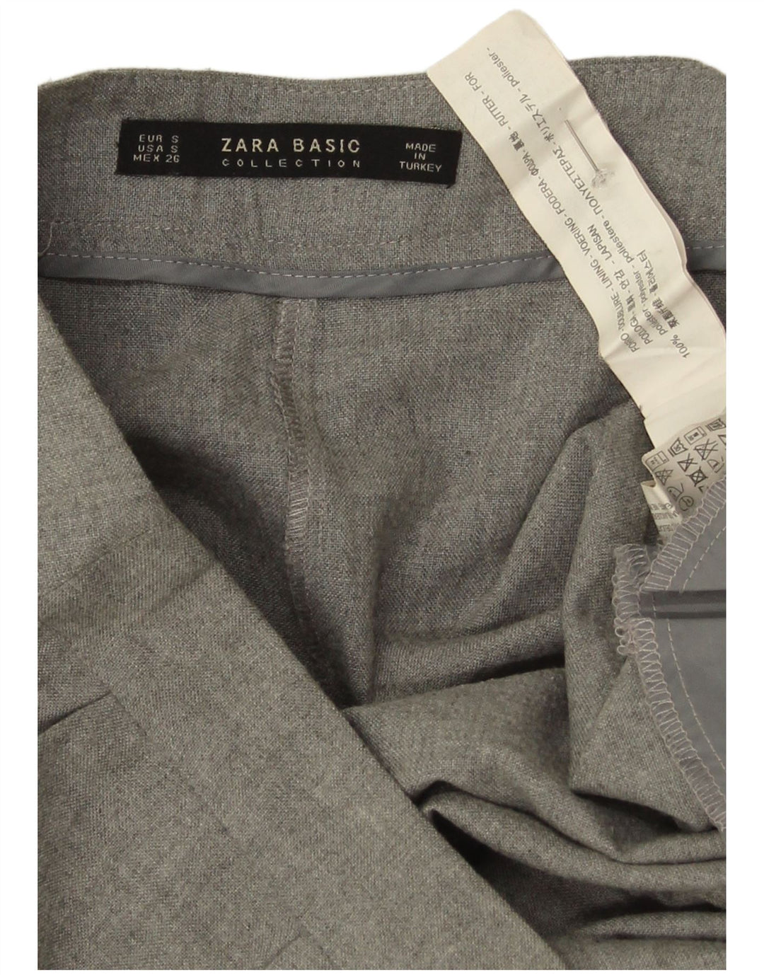 Zara Mujer Cullotes Capri Pantalones Pequeños W26 L19 Poliéster Gris Moteado