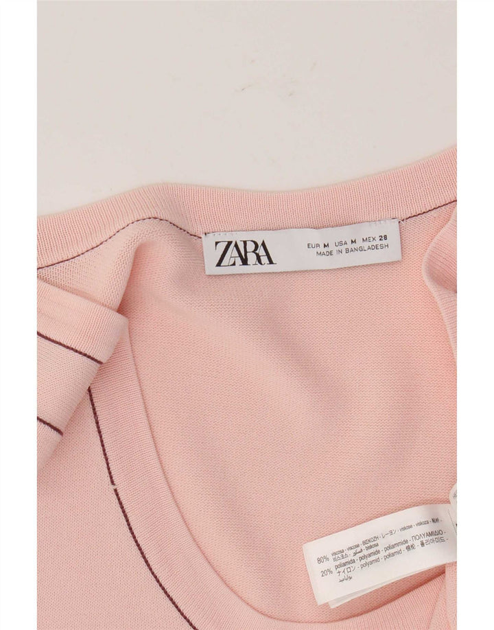 Zara Mujer Chaleco Top UK 12 Medio Rosa Viscosa