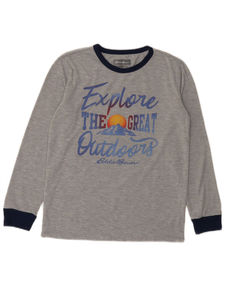 Eddie Bauer Camiseta gráfica para niños de manga larga 10-11 años Gris medio moteado