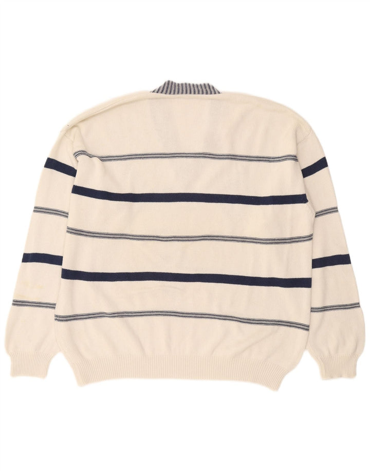 Stefanel Jersey con cuello en V para hombre XL Blanco Argyle/Diamante
