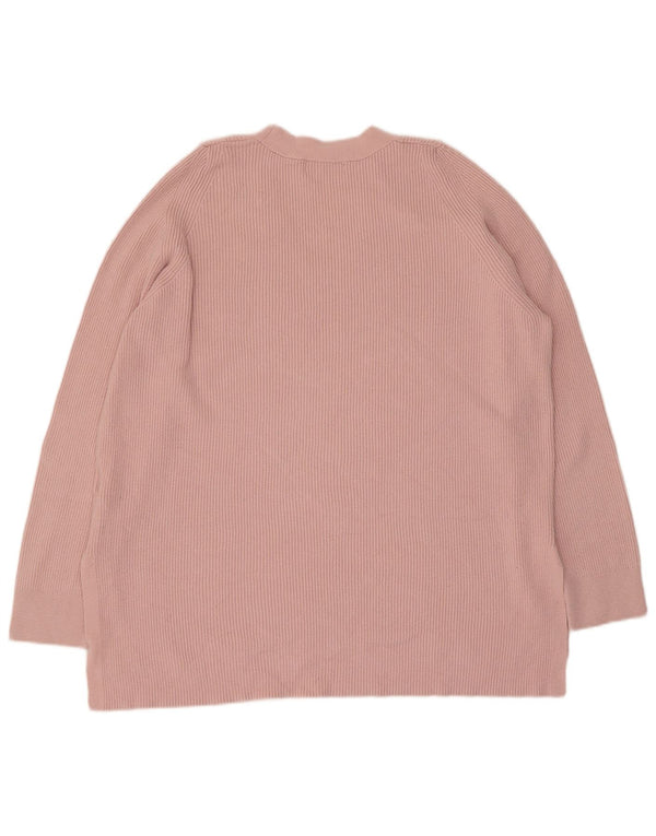 Marks & Spencer Suéter con Cuello en V para Mujer UK 44 Viscosa Rosa Grande