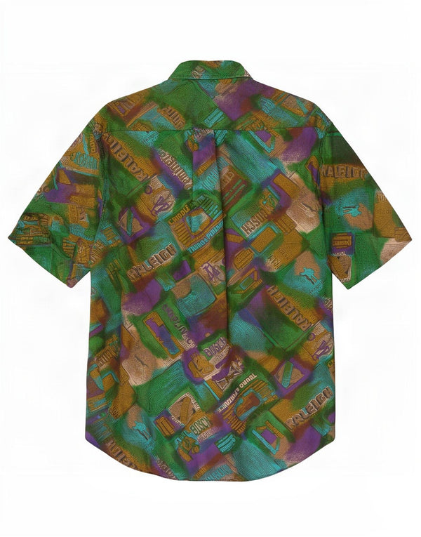 West Coast Camisa gráfica de manga corta para hombre XL Viscosa patchwork verde