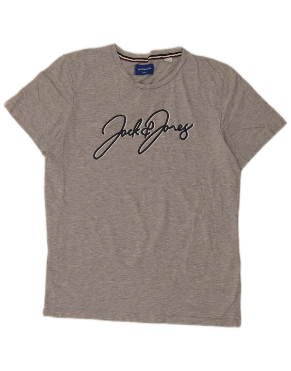Jack & Jones Hombre Camiseta Gráfica Top Small Gris Algodón