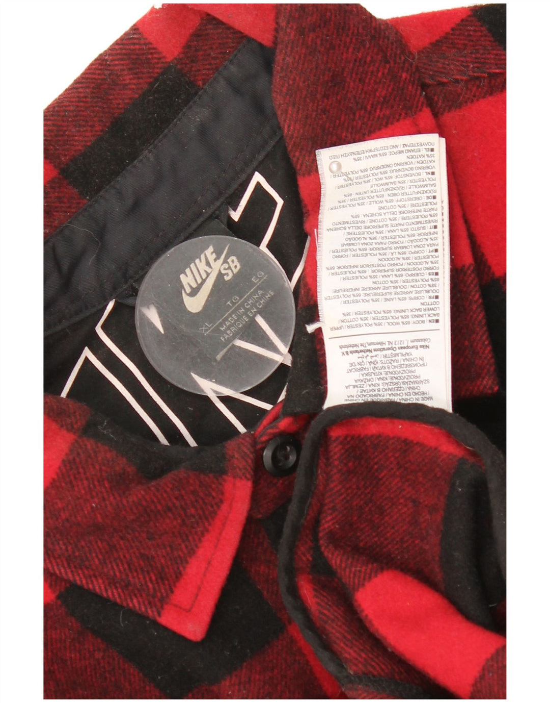 Nike Camisa de franela Lumberjack para hombre XL Lana de cuadros rojos