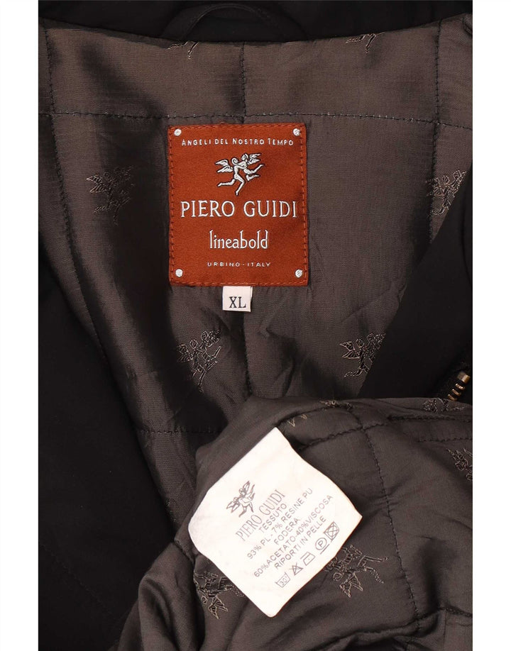 Piero Guidi Abrigo para hombre ES 42 XL Poliéster negro