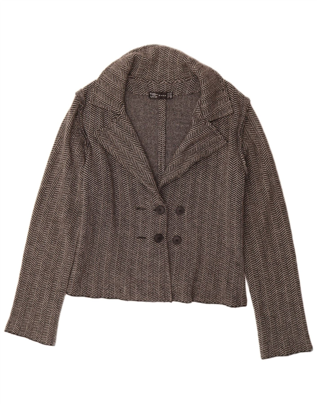 ZARA Chaqueta tipo blazer de punto para mujer UK 44 Grande Gris Espiga