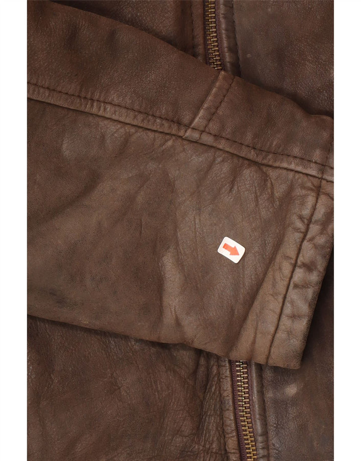 Vintage chaqueta de cuero para hombre Reino Unido 38 cuero marrón medio