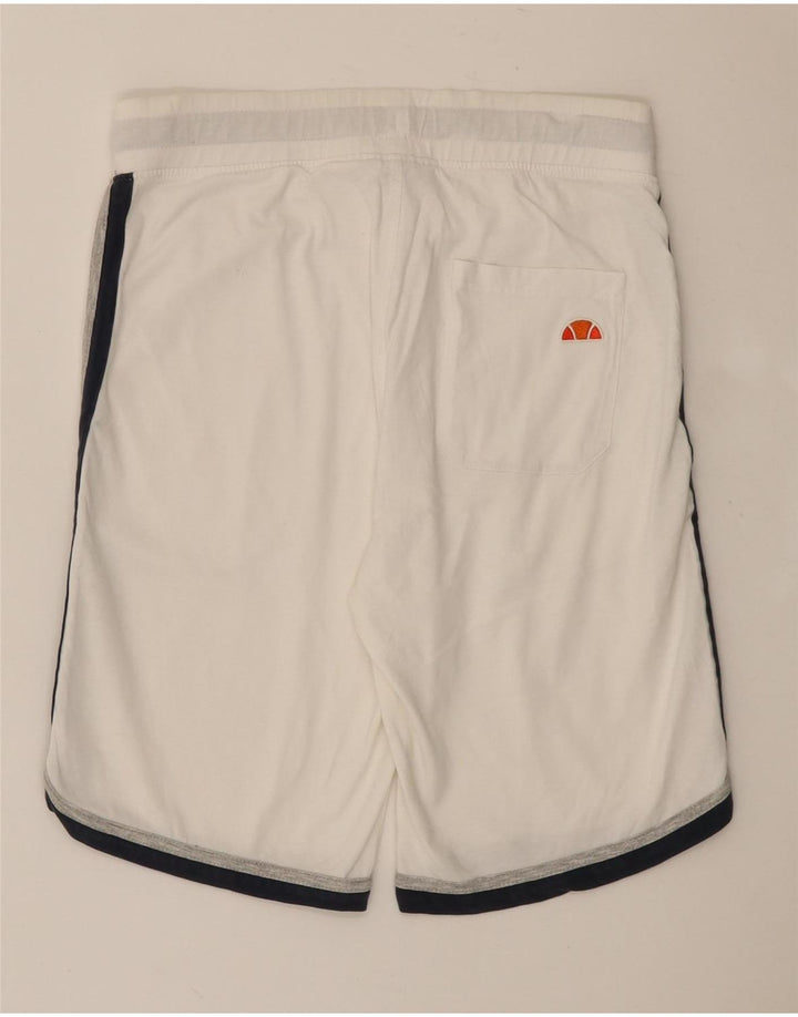 Ellesse Pantalones Cortos Deportivos Gráficos para Hombre Talla Mediana Color Blanco Bloque de Colores Algodón
