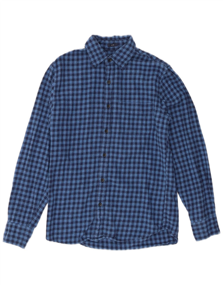 J. Crew Camisa de franela ajustada para hombre Algodón a cuadros azul pequeño