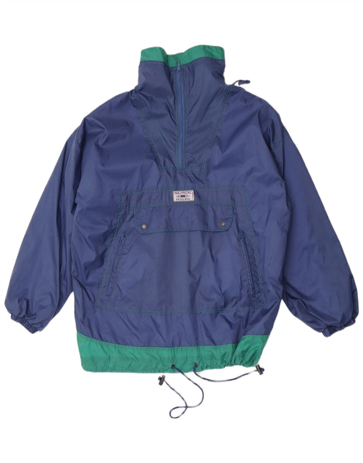 Marcel Clair Chaqueta impermeable holgada con capucha para hombre EU 46 Small Azul Colorblock