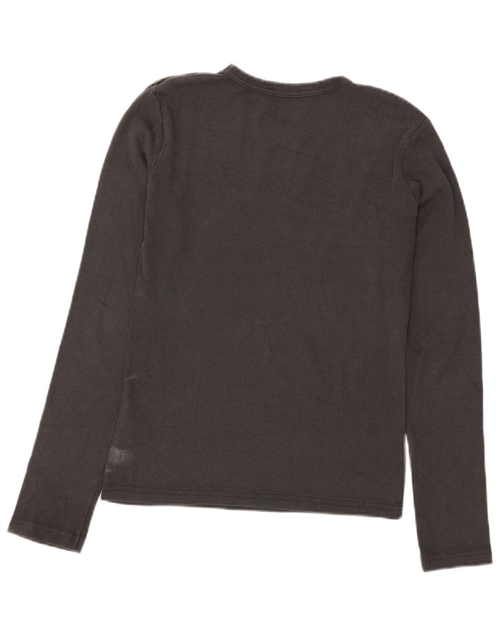 Zara Mujer Top Manga Larga UK 44 Grande Algodón Gris