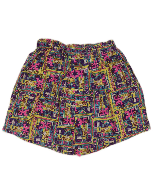 Vintage mujer alta cintura pantalones cortos pequeño W27 multicolor patchwork algodón