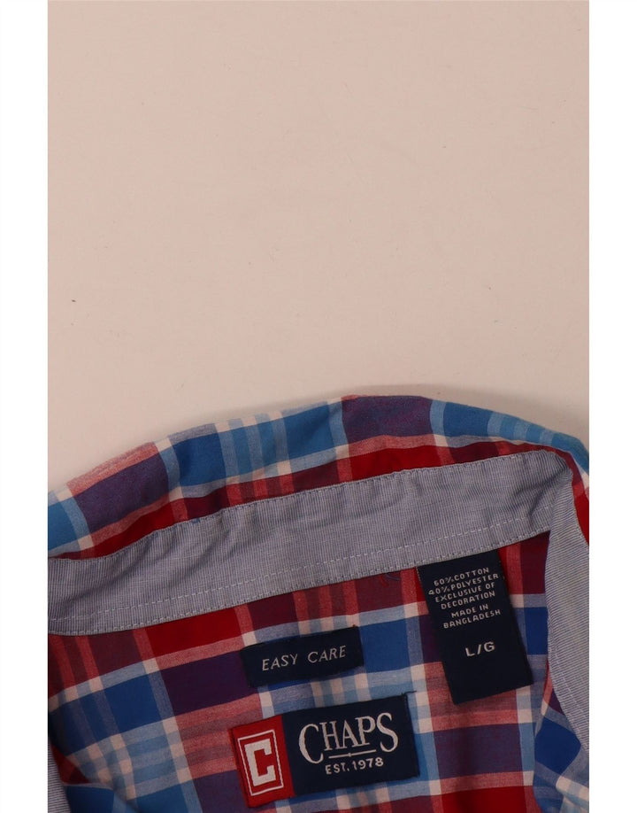 Chaps Camisa de manga corta para hombre de algodón a cuadros rojos grandes